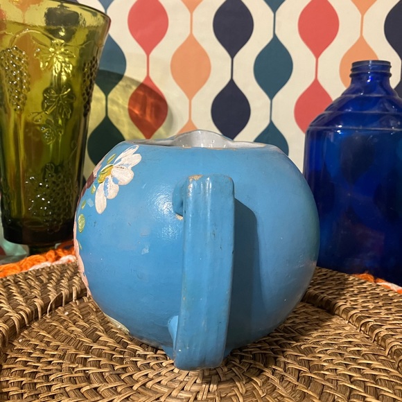 Rare Vintage Ransburg Sky Blue Hand Painted Floral Pitcher - Picture 5 of 9